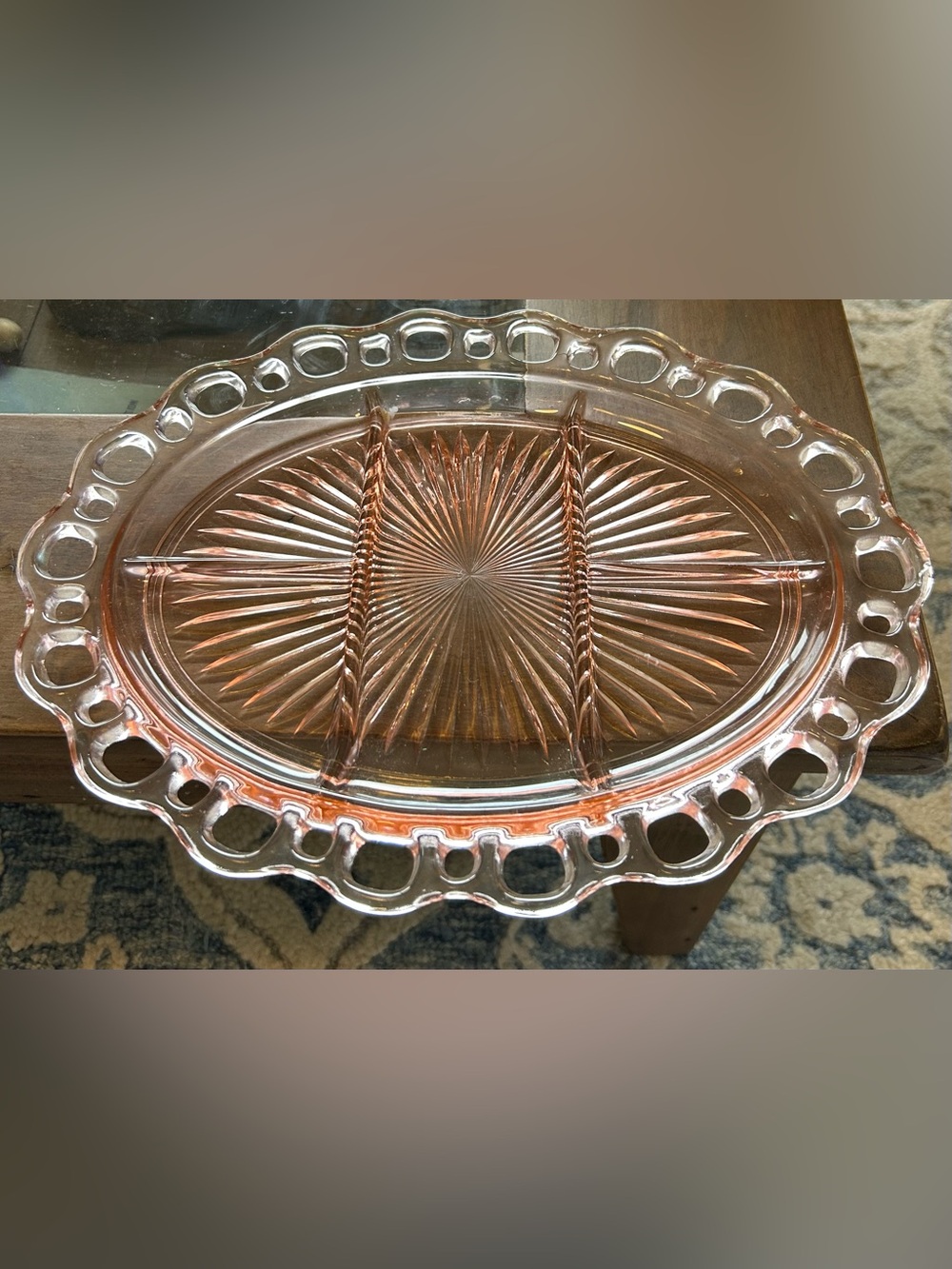 ANCHOR HOCKING Vintage 1930’s Old Colony Pink 5 Part Relish Dish